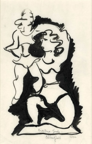chaim gross, Circus Girls, 1932, ink on paper, 14 x 9 inches