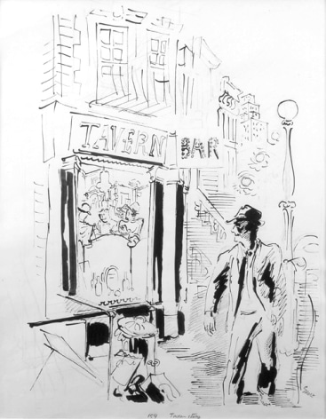 George Grosz, Tavern Story, 1933, pen, brush and india ink on paper, 23 x 18 inches