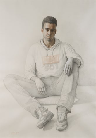 Claudio Bravo Said, 1995 black charcoal, sanguine, and white pencil on paper 41 1/2 x 29 1/2 inches