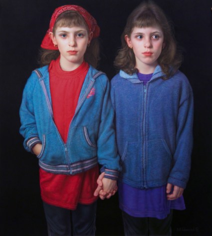 Bill Vuksanovich, Sisters I, 1992-2006, color pencil and nero pencil on paper, 36 1/2 x 33 inches