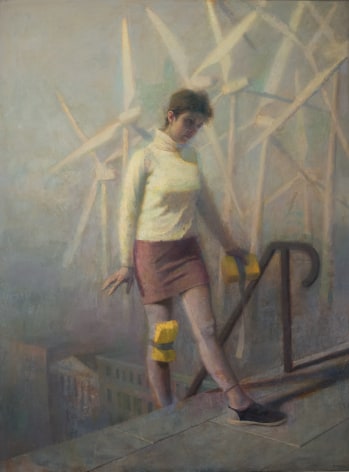paul fenniak, Pilgrim on Cathedral Steps, 2018, oil on canvas, 72 x 54 inches