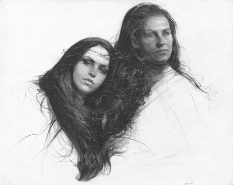 Steven Assael Leah and Marilyn, 2013, graphite and crayon on paper, 11 x 14 inches