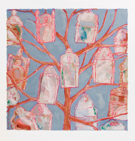 Mark Podwal, Ancestors, 2008, acrylic, gouache and colored pencil on paper, 12 x 12 inches