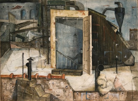 Jules Kirschenbaum, The Silent Time, 1952, watercolor and ink on paper, 22 3/4 x 30 3/4 inches