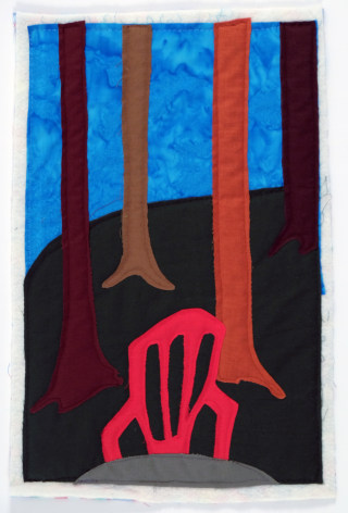 Michael C. Thorpe 4 Trees and a Chair (from FV1 project), 2024 quilting cotton, batting, and thread 18 x 12 inches