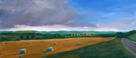 William Beckman, Bel Air Farm Summer, 2020, oil on panel, 9 3/4 x 23 3/4 inches