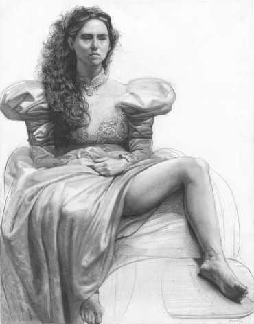 Steven Assael Bride with Leg Exposed, 2013, graphite and crayon on paper, 14 x 11 inches