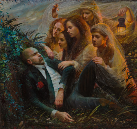 steven assael, Fallen Groom (SOLD), 2015, oil on canvas, 68 x 72 inches