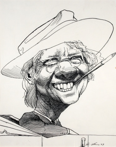 David Levine, Jimmy Carter, 1979, ink on paper, 13 3/4 x 11 inches