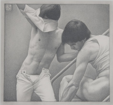 Michael Leonard, On the Steps I, 1980, graphite pencil on paper, 7 x 7 1/2 inches