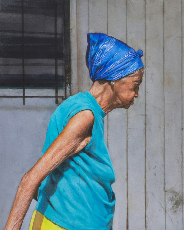 Rance Jones, Blue Scarf, 2021, watercolor on cold press paper, 12 x 10 1/2 inches