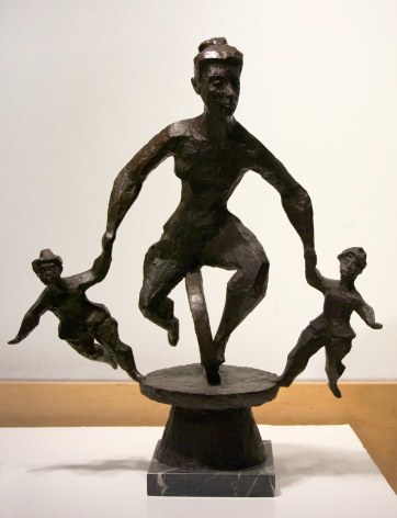 Chaim Gross, Mother and Two Children Playing on a Unicycle (The Game), 1970, bronze, 27 x 24 x 14 inches