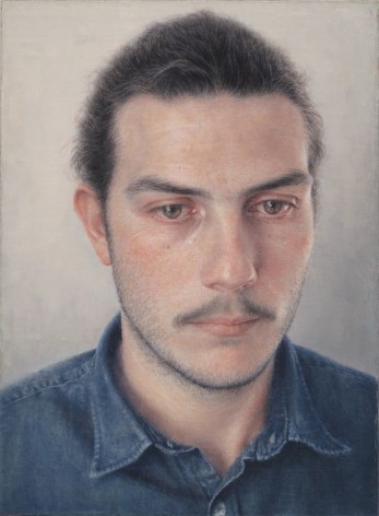Robert Bauer, Anthony (SOLD), 2015, oil on canvas, mounted on wood, 8 3/8 x 6 1/8 inches