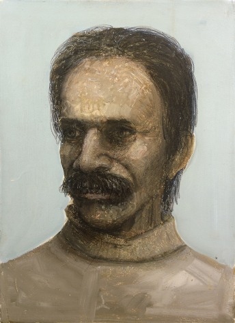 Gregory Gillespie, Self Portrait with Sly Look, 1984, colored pencils and oil on lithograph, 16 3/4 x 12 1/4 inches
