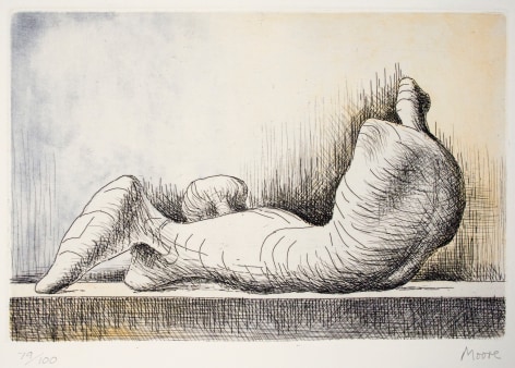 Henry Moore, Reclining Figure- Back, 1976, etching and acquatint, 6 1/4  x 9 1/2 inches image size, 25 1/2 x 18 inches paper size