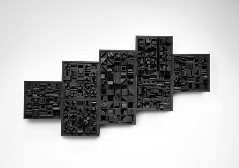 Louise Nevelson, Night Zag VI (SOLD), 1966, painted wood construction, 32 h x 59 w x 9 3/4 d inches