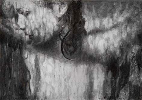 alyssa monks, Hung Drawing, 2018, charcoal on paper, 17 x 24 inches