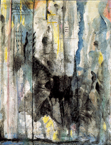 Study for New York Interpreted, 1923, oil, pastel, watercolor, ink and pencil on paper, 11 x 8 1/2 inches