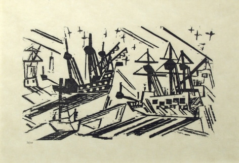 Lyonel Feininger, Ship and Stars, 1926, watercolor over pencil on paper, 15 1/2 x 20 1/2 inches