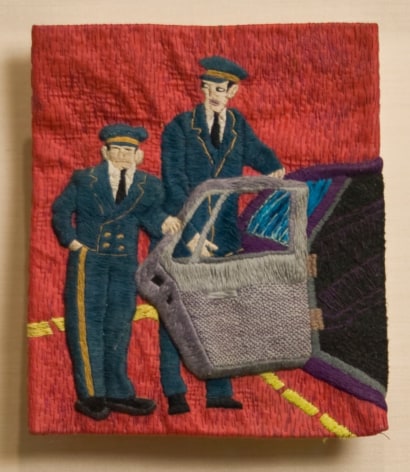 Darrel Morris, Untitled (Limo Driver), 1996, embroidery and applique, 7 x 6 inches