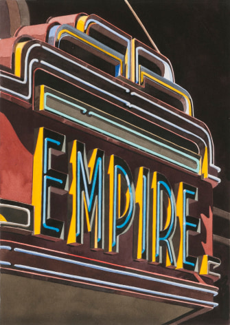 robert cottingham, Empire (SOLD), 2008, watercolor on paper, 18 7/8 x 13 1/2 inches