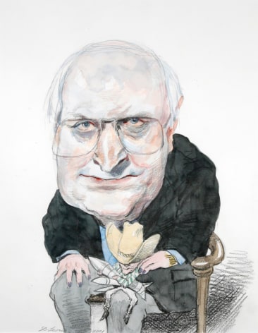 David Levine, Cheney &amp; Bush, 2001, watercolor and pencil on paper, 14 x 11 inches