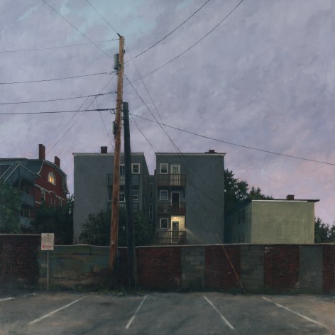 linden frederick, Rear Window, 2016, oil on linen, 36 x 36 inches