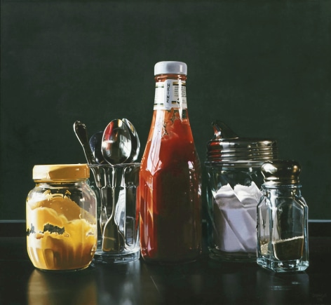 Ralph Goings, Still Life with Spoons, 1998, oil on linen, 32 x 25 inches