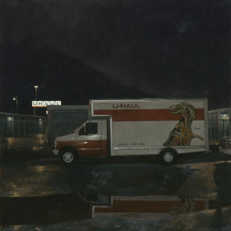 linden frederick, T. Rex, 2014, oil on linen, 34 x 34 inches