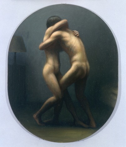wade schuman, Embrace (SOLD), 1998-2001, oil on linen over panel, 19 x 15 inches
