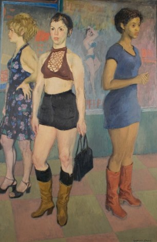 Raphael Soyer, Eighth Avenue, 1977, oil on canvas, 50 x 32 inches