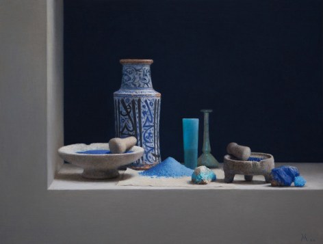 Guillermo Mu&ntilde;oz Vera, Blue Pigments (SOLD), 2012, oil on canvas mounted on panel, 24 x 31 1/2 inches