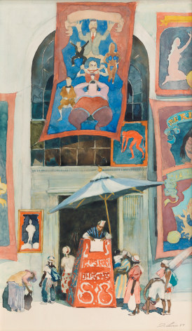david levine, House of Freaks, 1997 watercolor on paper 18 1/2 x 20 inches, Private collection, Greenwich, CT