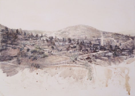 robert bauer, Landscape, 2015, tempera on paper, 13 1/2 x 18 3/4 inches
