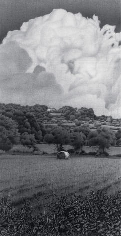 Anthony Mitri One Bale &amp; One Silver Ring, Normandy, France, 2003, charcoal on paper, 30 x 22 1/2 inches, Private Collection