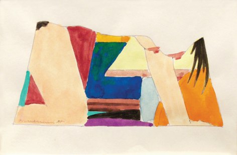 Tom Wesselmann, Study for Drop Out, 1981, liquitex on paper, 3 1/2 x 5 1/4 inches