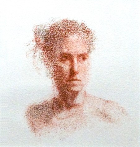 Lisa Bartolozzi, Strong Woman with Necklace, 2009, Conte and charcoal on paper, 6 x 5 3/8 inches