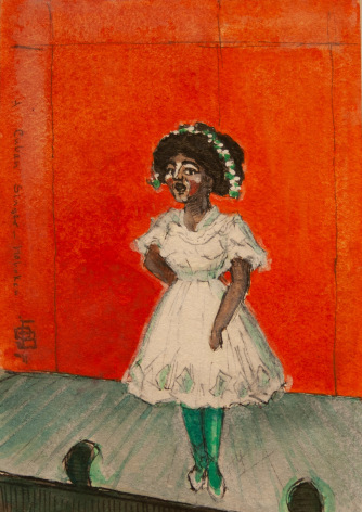 Oscar Bluemner, A Cuban Singer - Hoboken, 1911, watercolor on paper, 5 x 3 1/2 inches