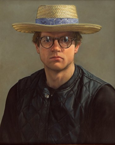 William Beckman, Self-Portrait with Hat, 1979-1980, oil on panel, 21 1/8 x 16 3/4 inches, Private Collection, New York
