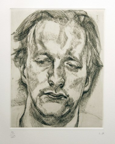 Lucian Freud, Head of a Man, 1986-87, etching, 8 7/8 x 7 1/4 inches, Edition 10/20