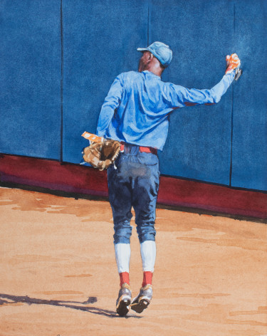 Rance Jones, The Throw (SOLD), 2023 watercolor on paper 12 1/2 x 10 inches