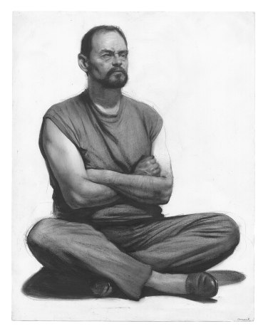 Steven Assael, Man with Crossed Arms (recto), 2013, graphite and crayon on paper, 11 x 14 inches