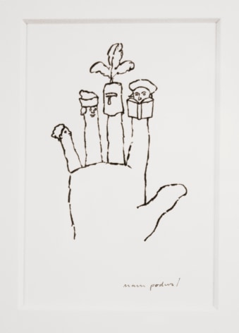 mark podwal, The Four Sons (from Elie Wiesel, A Passover Haggadah), 1991, ink on paper, 5 x 3 inches