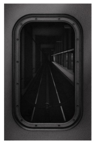 Anthony Mitri, Hind Sight 3: D Train, NYC, 2020, charcoal on paper, 12 x 7 5/8 inches