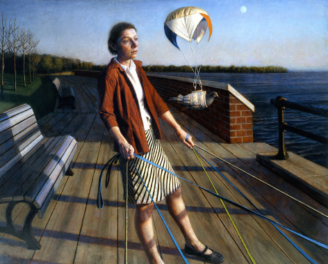 paul fenniak, Arrival of the Homing Pigeon (SOLD), 2009, oil on canvas, 48 x 60 inches