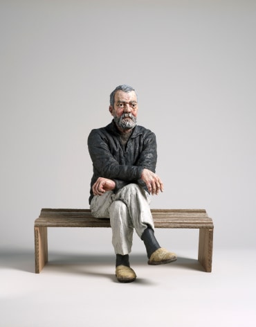 sean henry, Maquette for John (Seated) [SOLD], 2012, bronze, oil paint, wood, 17 x 15 x 12 inches, Edition of 9