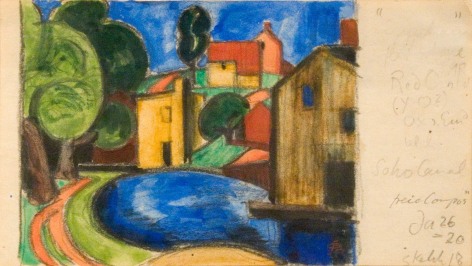 Oscar Bluemner, Soho Canal, 1920, watercolor and pencil on paper, 3 1/8 x 5 3/4 inches