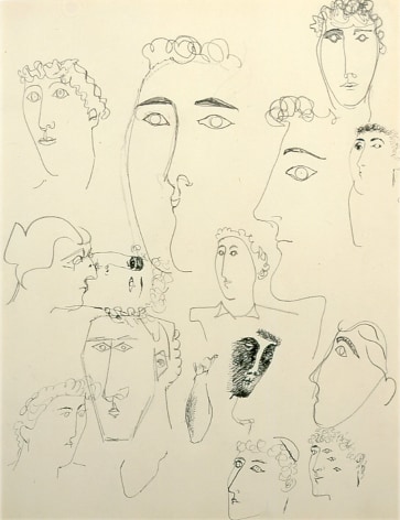 Faces II, 1940, pencil on paper, 16 1/2 x 13 inches