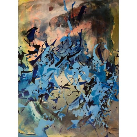 Kim Piotrowski, Blue Bender, 2019, ink on panel, 12 x 9 inches