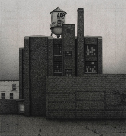 anthony mitri, Leff Electric Company, Cleveland, Ohio, 2012, charcoal on paper, 18 5/8 x 17 1/4 inches
